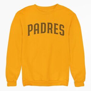 NEW San Diego Padres Team Color Pop Wordmark Fleece Long Sleeve Sweatshirt GOLD
